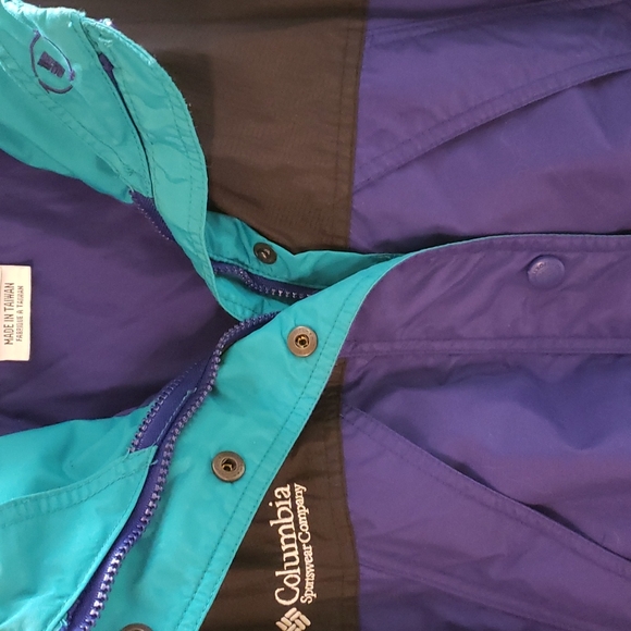 Women's Columbia Unlined Jacket, Blue with Black & Green, Small, Like New - Picture 6 of 7